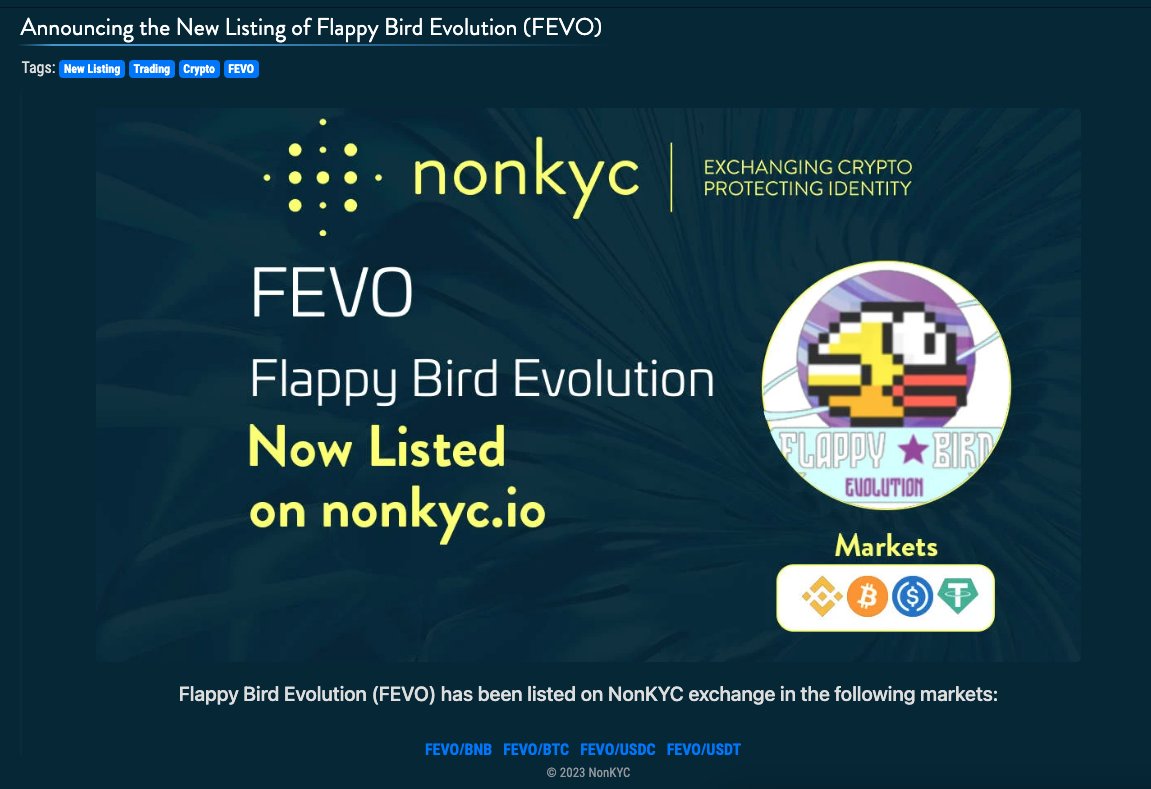 Flappy Bird Evolution (FEVO) Preço, Gráficos, Valor de mercado, Mercados,  Trocas, Visão geral