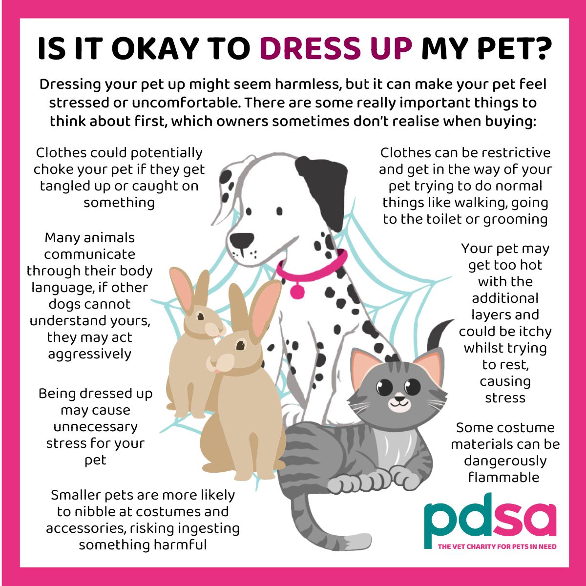 You may be tempted to buy an outfit for your pet to dress them up this #Halloween 👻🎃

We understand it may seem harmless and a bit of fun, but unfortunately, that fun is often at a #pet's expense 😿

Here are a few things to consider first 🐾