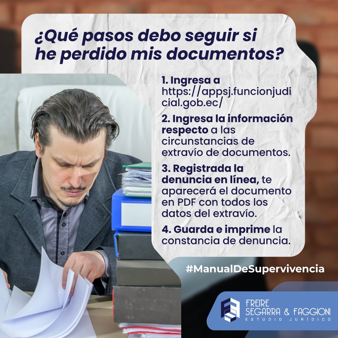 FSF_juridico's tweet photo. Entérate qué hacer si pierdes tus documentos. 

#FSFJuridico #ManualDeSupervivencia https://t.co/A0Mp8XLBnR
