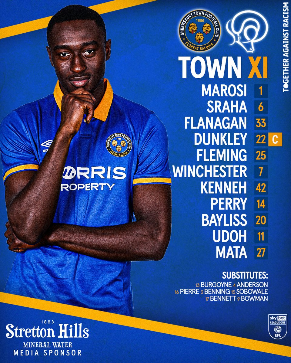 shrewsburytown's tweet photo. 📋 TEAM NEWS IS IN! 

Here's how we line up this afternoon! 👇

🔷🔶 #Salop https://t.co/oRieRiSCST