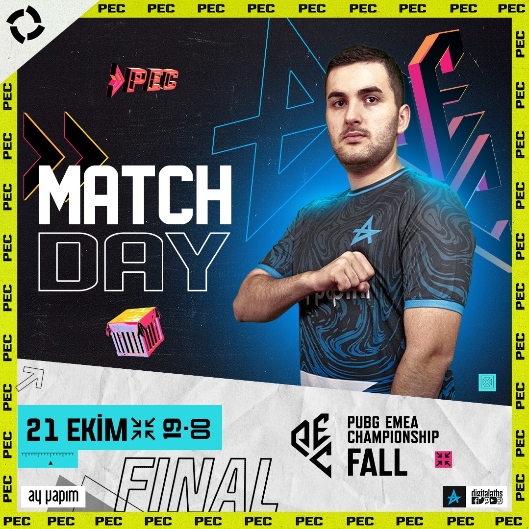Digitalaths's tweet image. PUBG takımımız bu akşam PEC FALL Grand Final 2. gün karşılaşmalarında mücadele edecek!

📅​21 Ekim
🕖19:00
📺🇬🇧 twitch.tv/pubg_battlegro…
📺🇹🇷 twitch.tv/pubg_battlegro…

#DAWIN #PECFall | PUBG