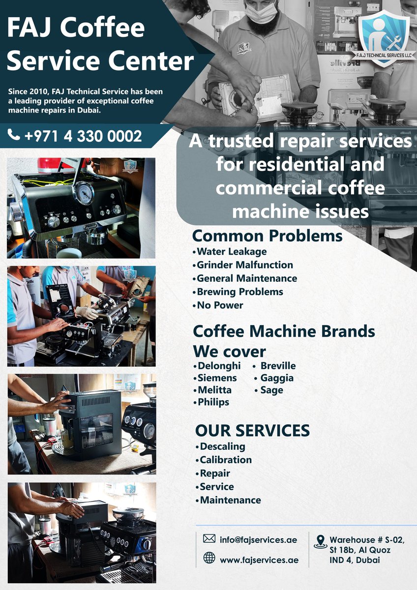 FAJTechnical's tweet image. Wake up and smell the coffee! 📷 Our coffee machine service center in Dubai is here to make sure your daily brew is always perfect. Say goodbye to coffee machine troubles! 📷
#FAJTechnicalServicesLLC #CoffeeFix #CoffeeMachineRepair #BaristaLife #CoffeeMachineExperts