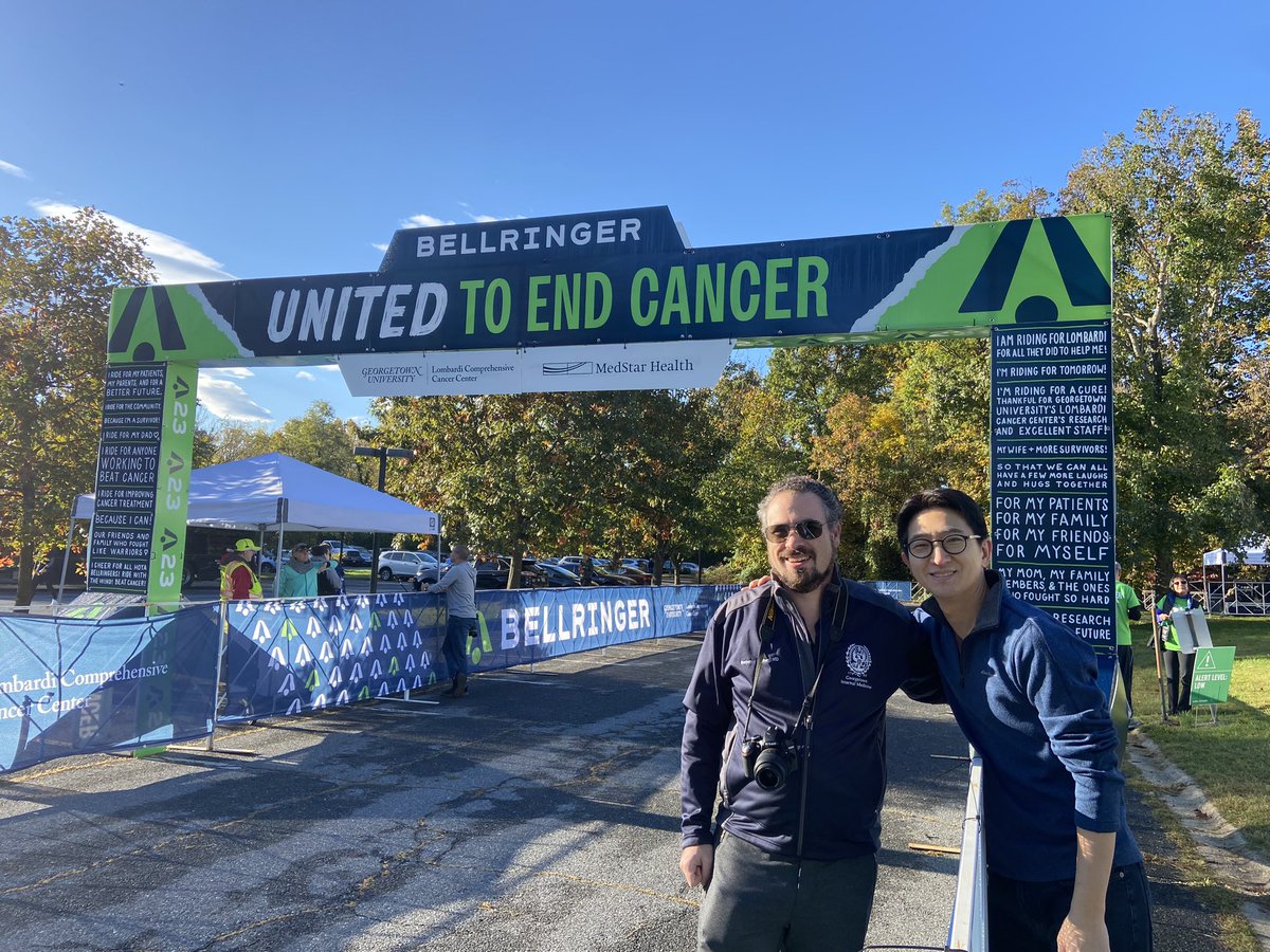 Great day fundraising for Georgetown Lombardi Comprehensive Cancer Center @LombardiCancer with @RideBellRinger! Volunteering alongside friend and colleague, Dr. @benweinbergmd!