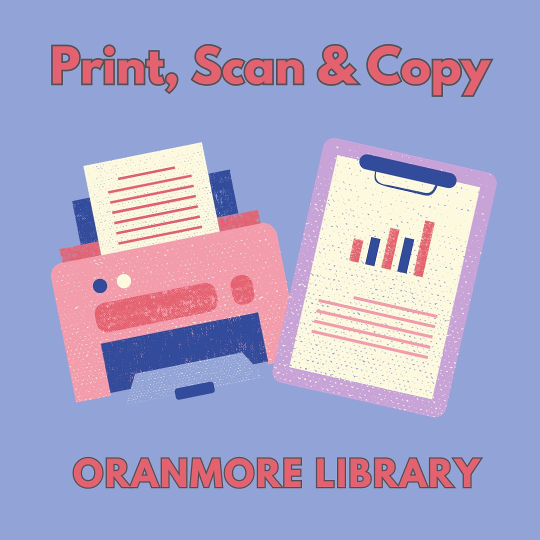 Did you know you can Print, Scan or Copy at Oranmore Library? We have a self service kiosk near the front door.  We offer colour (€0.60) and black-and-white (€0.20) copies.
<a href="/oranmoreDOTie/">Oranmore Community Development Assoc. CLG</a>
<a href="/OranMensShed/">Oranmore Men's Shed</a>
<a href="/MOR_Action/">MÓRAction</a>
<a href="/GAAMareeOran/">Oranmore-Maree GAA</a>
<a href="/OranmoreCE/">ORANMORE COMMUNITY EMPLOYMENT</a>