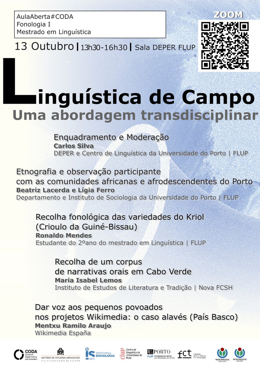 wikimediapt's tweet photo. Deixamos aqui o link para quem quiser assistir via zoom: https://t.co/NfuZrJYtVU
#Wikimedia @wikimedia_es #linguística #etnografia #fonologia #Criolo #kriol #afrodescendentes #narrativas #caboverde #paisbasco #GuinéBissau #CODA @FLUP_UP #porto https://t.co/0Ub1xvCkaE