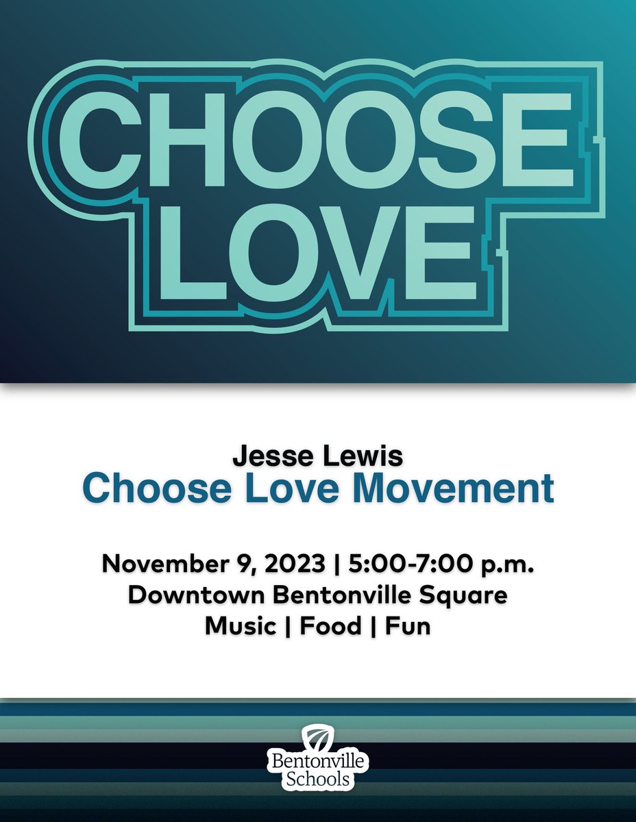 Bentonville Schools (@bville_schools) on Twitter photo One month from today, Bentonville Schools will celebrate all the love! Mark your calendars for this free, family-friendly event in collaboration with <a href="/ChooseLoveM/">The Choose Love Movement</a>.You can also buy 2023 Choose Love t-shirt at stores.inksoft.com/ChooseLove-Ben…
#whereexcellencelives One month from today, Bentonville Schools will celebrate all the love! Mark your calendars for this free, family-friendly event in collaboration with <a href="/ChooseLoveM/">The Choose Love Movement</a>.You can also buy 2023 Choose Love t-shirt at stores.inksoft.com/ChooseLove-Ben…
#whereexcellencelives