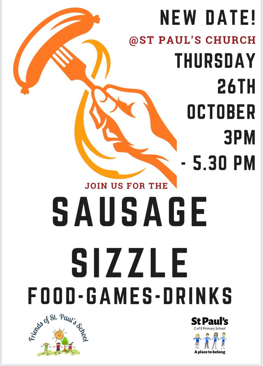 🌭🌭New date🌭🌭 we look forward to seeing you in Thursday 26th October @ St Paul’s Church #sausagesizzle