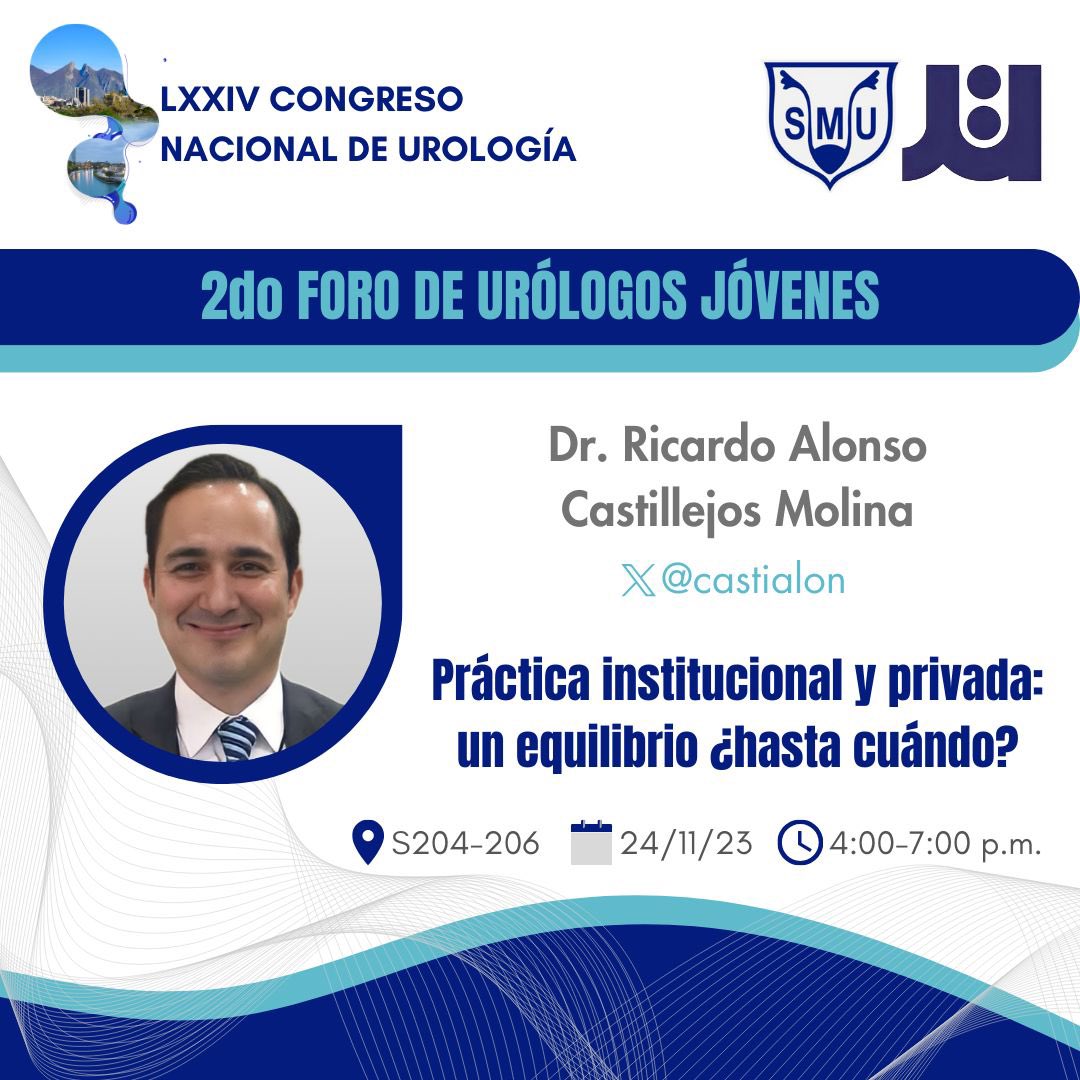 Eres urólogo con <10 años de haber egresado de la especialidad ❓Este ⬇️⬇️ foro es para ti : 📣 2do Foro de Urólogos Jóvenes SMU @smumexico 📣 @castialon con su experiencia 🔝 Hasta cuándo hacer práctica institucional y/o privada ⁉️