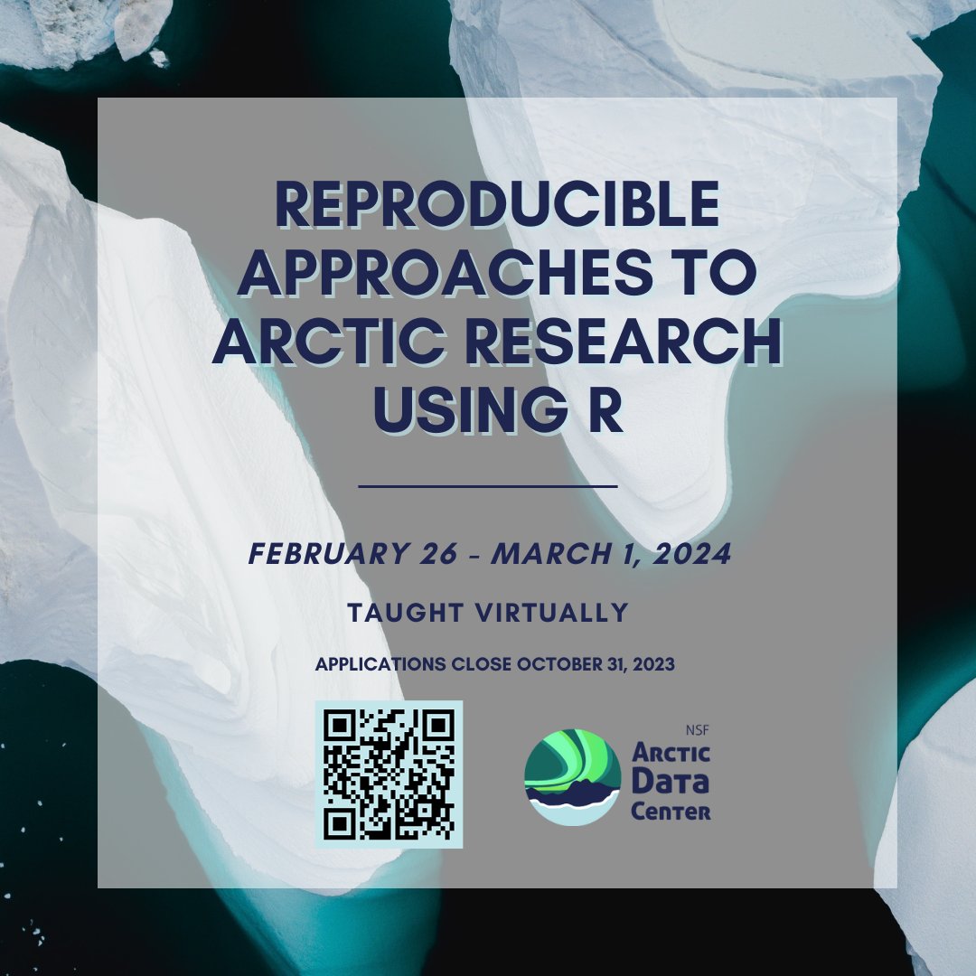 Calling all researchers interested in improving their data management skills with R!📢 Applications for our virtual #Reproducible Approaches for #ArcticResearch using R course are open until October 31, 2023.👻 Don't miss out! Apply now: tinyurl.com/ADCtraining