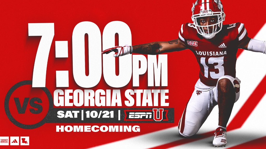 RaginCajunsFB's tweet photo. ๐๐๐๐๐๐๐๐๐๐ ๐๐๐๐๐ ๐๐๐ ๐๐๐๐๐๐
Next Saturdayโs game will be televised nationally on ESPNU at 7 p.m.!
๐๏ธ https://t.co/M1B0FMGIpI
#cULture | #GeauxCajuns https://t.co/i5FBaWct1U