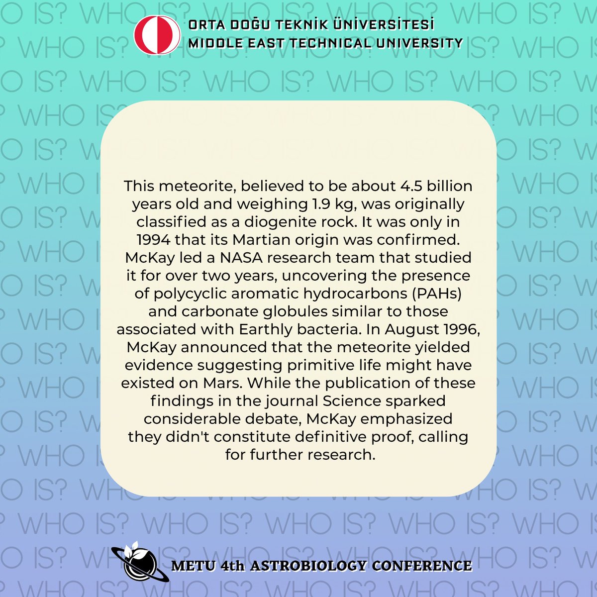 odtuastrobiyo's tweet photo. In the fifth post of our "Who Is?" series, we introduce David Stewart McKay.🤩🧬Stay tuned for more.🌟💫 https://t.co/ewpOktX61G