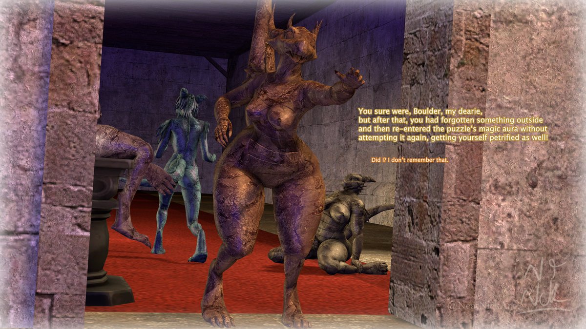 neatnickart's tweet photo. The Dragon Girls tell @Lexander909 of their experience being all petrified together.

#furry #nsfw #sfm #petrification https://t.co/Jvgw6RoryD