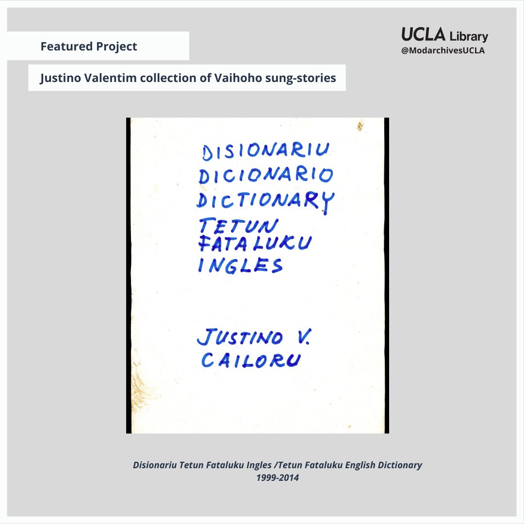 The Justino Valentim collection includes materials related to the endangered Vaihoho sung-stories of the Fataluku people of Timor-Leste. The collection consists of 17 sung poems from the Lautem region & 5 Fataluku language dictionaries. bit.ly/MEAP_valentim 2/8