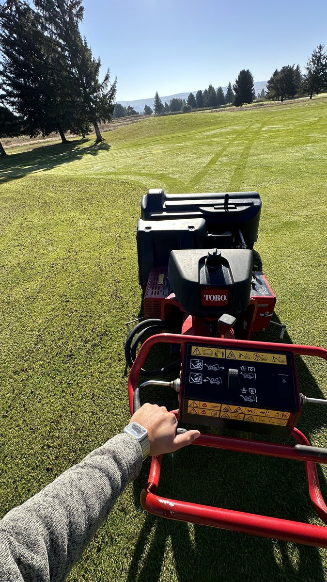 BenjaminAvolio's tweet photo. Last 2 weeks in review:
- Fairways aerified: 18
- Collars and approaches punched: 18
- Irr. Heads Ruined: 1
- Days of course closure: 0.5
- Golfers asking to do their lawn next: 400+ https://t.co/FJGMB1NfQN