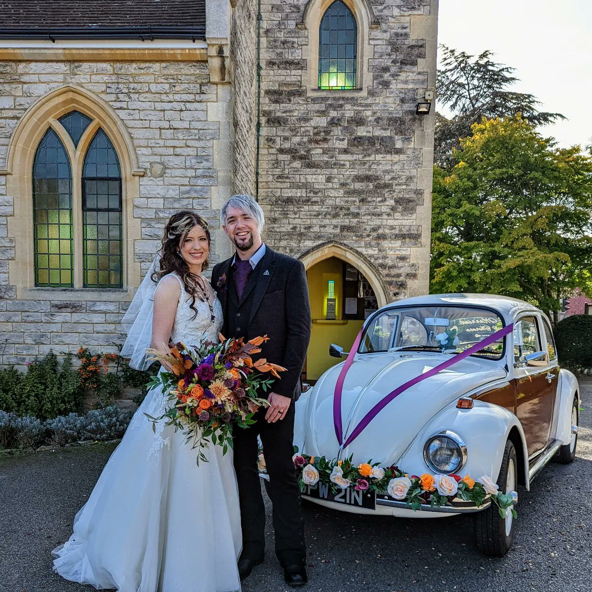 justmarriedvw's tweet image. 🥂 Huge congratulations to our gorgeous couple,
 Matt &amp;amp; Theresa who got married today, on this beautiful sunny Monday at the st Catherine's church in wimborne.Then a lovely drive to the Sopley Mill.🥂
Wishing them both all the happiness for their future together. Valerie &amp;amp; Lisa x