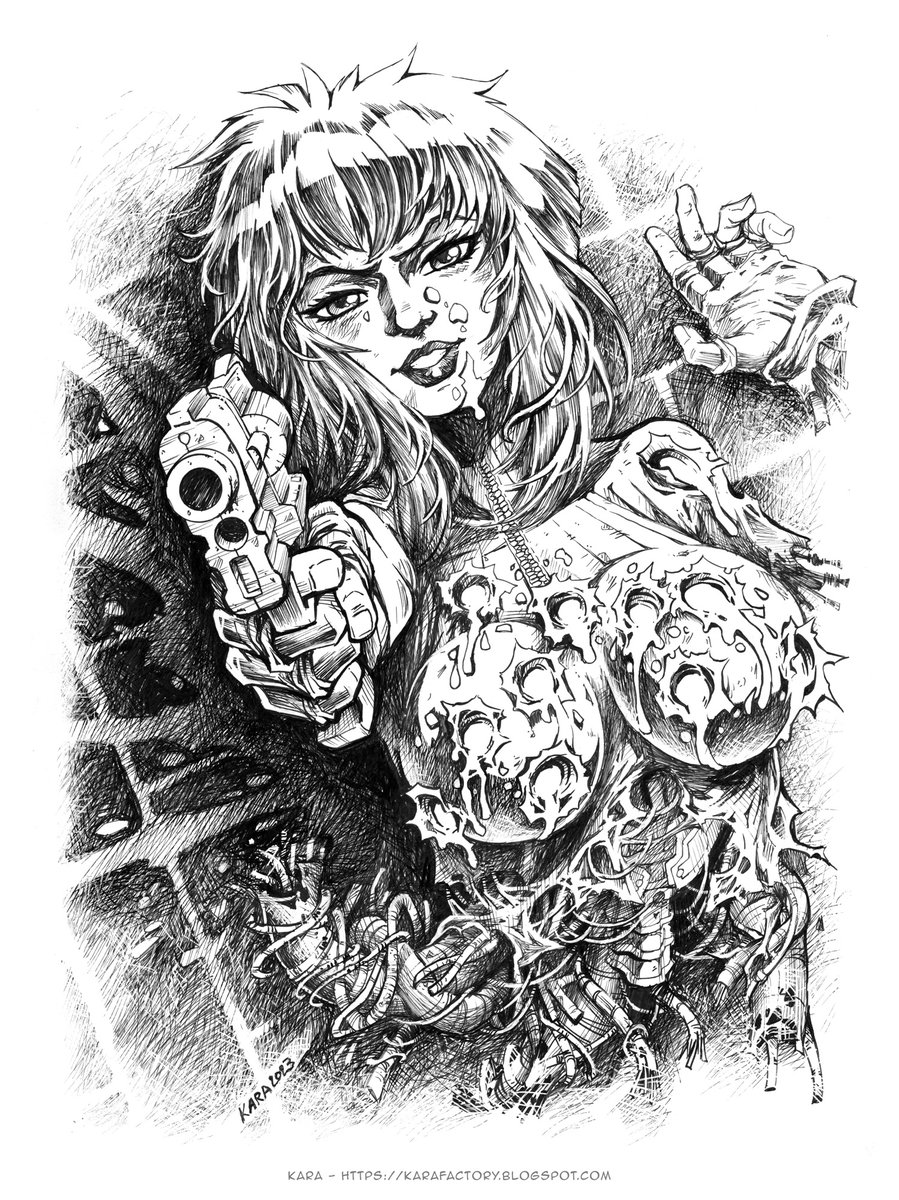 KARAFACTORY's tweet photo. I HAVE WON [Inked] 
#majorkusanagi #ghostintheshell #cyborg #gore #shooting #horror #macabre #scifi #cyber #cyberpunk #bulletwound #anime #manga #mangastyle #stylemanga #inked #gun #android #machine #blood #action #blackandwhite #noiretblanc #fanart #motokokusanagi #shorthair https://t.co/hp4CWa2x7s