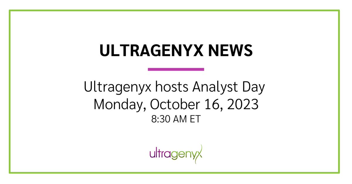 On Monday October 16th, our leadership team and external experts will share an update on Ultragenyx’s development pipeline including our #AngelmanSyndrome and #OstegenesisImperfecta programs. Watch live: bit.ly/3tlGOnL