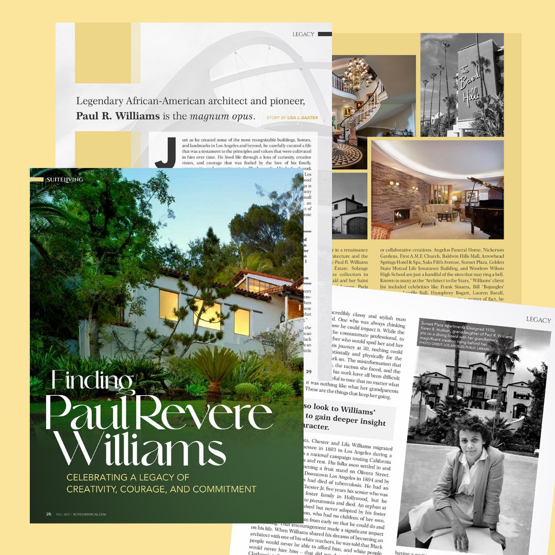 suitelifesocal's tweet image. ✨ #InThisIssue ✨ 

Finding Paul Revere Williams: 
Celebrating A Legacy of Creativity, Courage, and Commitment

By: Lisa J. Baxter @theoneljb

Visit suitelifesocal.com

TICKETS: 
thepaulrwilliamscollection.com

#FallIssue #SuiteLiving #PaulRWilliamsLegacy #BlackArchitects