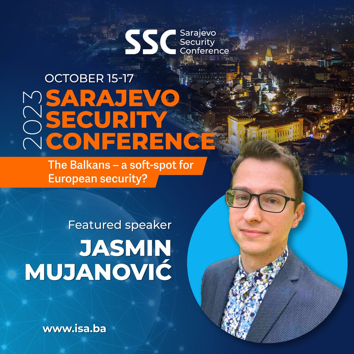 Thrilled that <a href="/JasminMuj/">Jasmin Mujanović</a>, political scientist, author &amp; analyst, will be joining us for #SSC2023! With his expertise on B&amp;H and the region, we are certain that he is bringing a unique and thought-provoking perspective to the table.

For more information ➡️ isa.ba