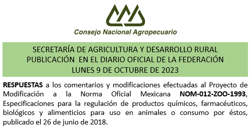 NORMASCNA's tweet photo. El día de hoy 9 de octubre del 2023 @Agricultura_mex  publicó en el #DOF  las respuestas a los comentarios y modificaciones a la NOM-012-ZOO-1993.

https://t.co/cSdsbl18AI https://t.co/bCFTcoUYyw