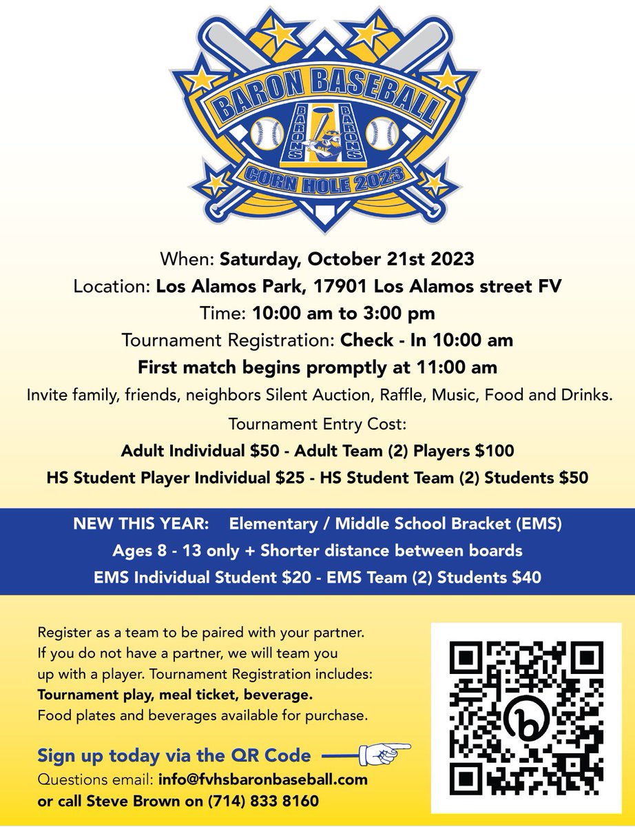 CORNHOLE!!!!!! come see how much fun us Barons are 😅!! Swag, food and soooo much fun!!!