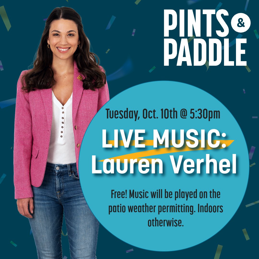 pintsandpaddle's tweet photo. LIVE MUSIC TUESDAYS at Pints and Paddle!
Join us Tuesday, October 10th at 5:30pm for music by @lauren_verhel !

Come hang out on the patio and enjoy the nice weather while it lasts! https://t.co/53G2Twcx8T