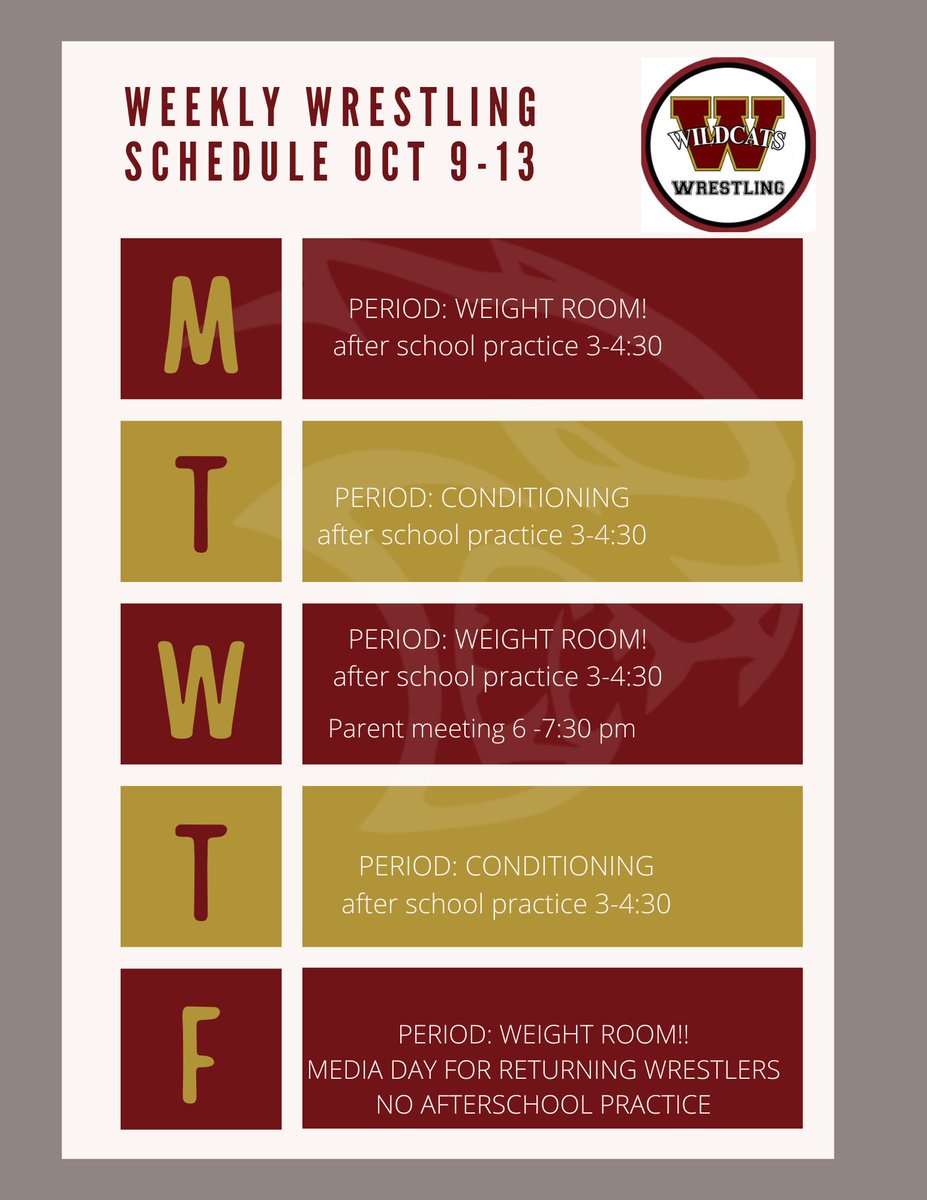 Weekly schedule!