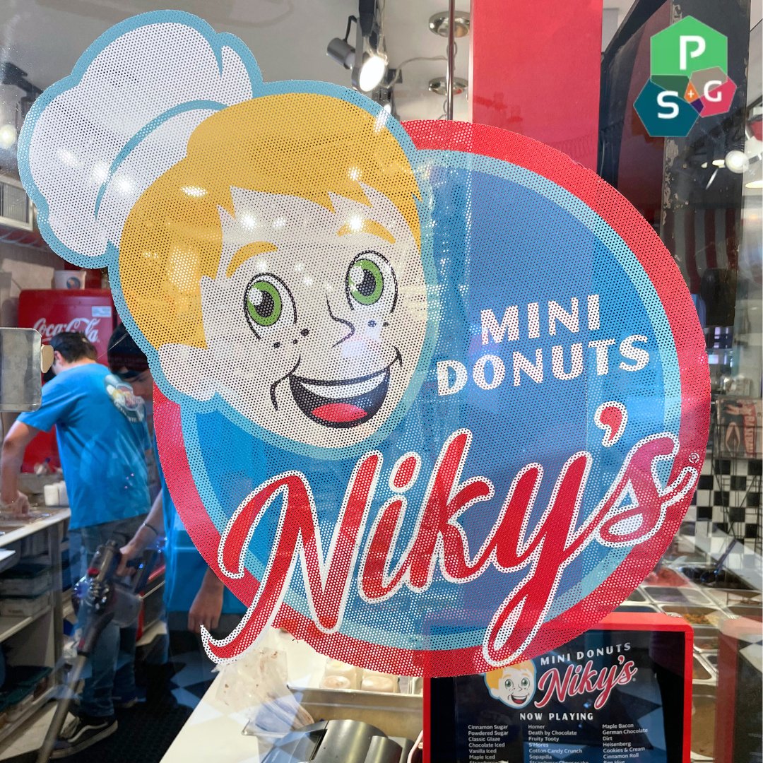 Fall 🍂 in love with eye-catching graphics that tell your brand's unique story.  

Here’s a colorful exterior window graphic we created for Niky’s Mini Donuts!  

Contact Premier Signs &amp; Graphics to order yours today:  

bit.ly/3KOWmnZ  
📞940-365-7868 

#frisco #dallas