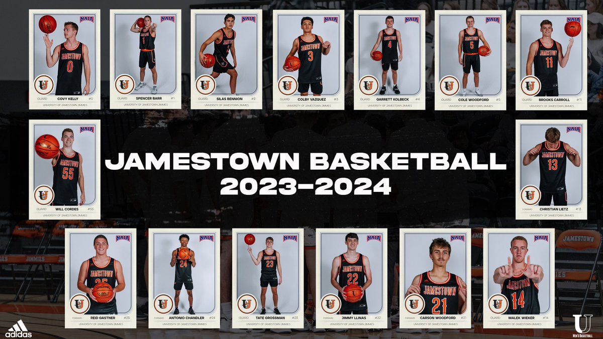 𝐈𝐧𝐭𝐫𝐨𝐝𝐮𝐜𝐢𝐧𝐠: Your 2023-24 Jamestown Men’s Basketball Roster! #JimmiePride | #LeadThePac