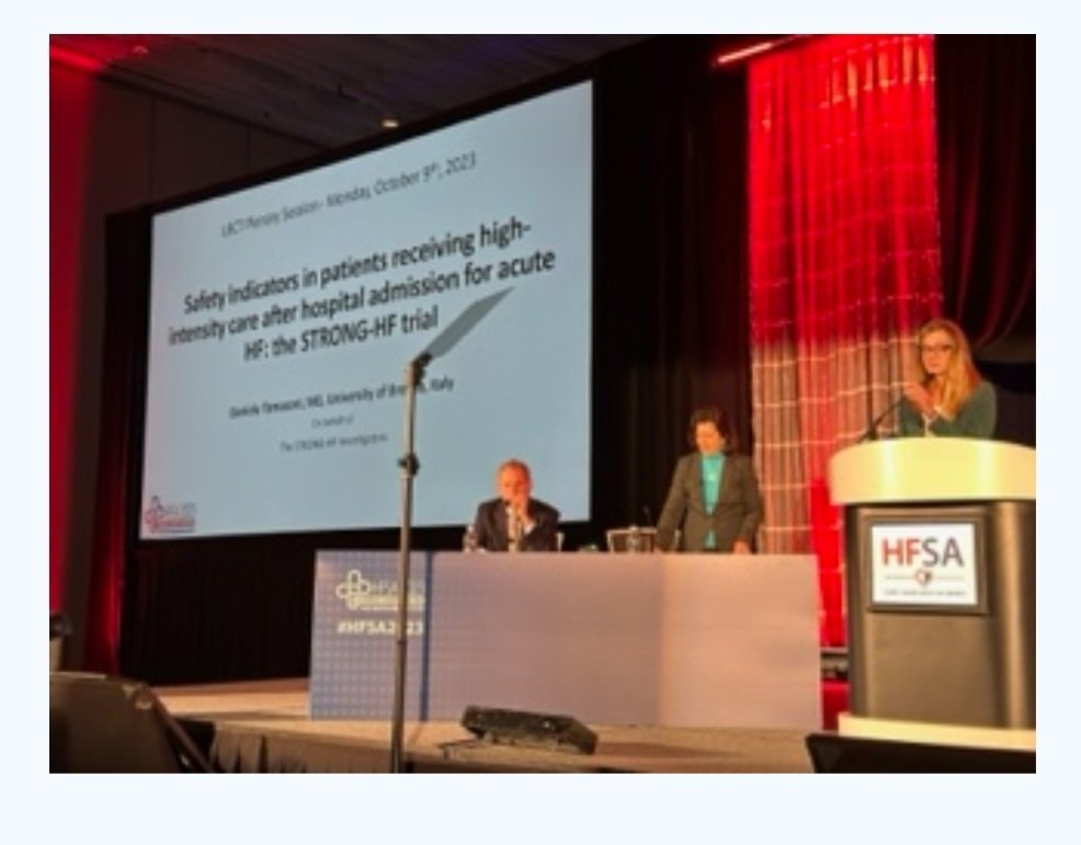 Greatful for the opportunity to present new data from the STRONG-HF trial: safety indicators during rapid uptitration of #GDMT after acute #HeartFailure hospitalization. Great discussion with @Zac0x ! #HFSA2023 #LBCT @MarcoMetra @AlexMebazaa