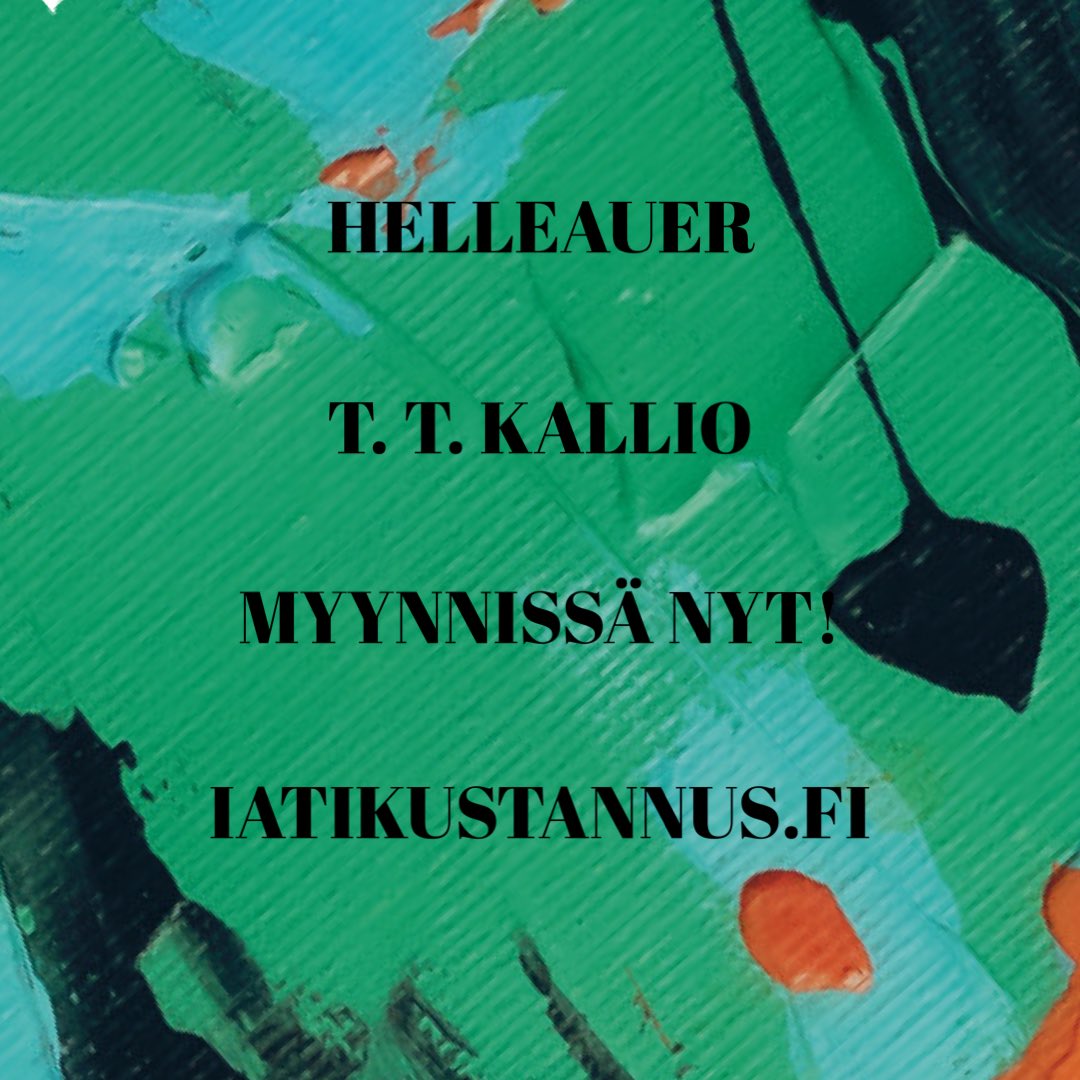 T. T. Kallion esikoisromaani Helleauer on ilmestynyt. Teos on saanut hyviä arvosteluita. Kirja on pakkohankinta niin jalkapalloromantikoille kuin korkeakirjallisuuden ystävillekin.

Osta Helleauer Iäti Kustannuksen verkkokaupasta 👉 iatikustannus.fi.