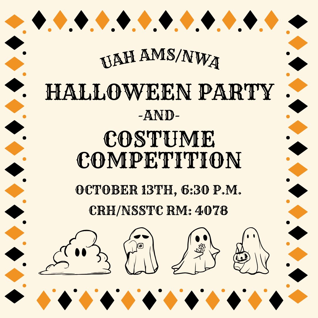 UAHAMSNWA's tweet photo. Welcome back from fall break everyone!! We hope you enjoyed your days off. Remember at the end of this week we are having our Halloween Party and Costume Competition. Come on down for some snacks and a fun time to bring in the fall season 🌬️🎃🍂 https://t.co/f6NxYsm9xU