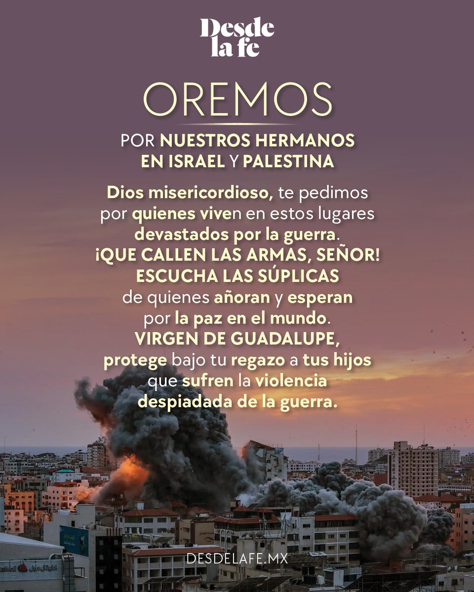 “La guerra es una derrota: ¡toda guerra es una derrota! ¡Recemos por la paz en #Israel y #Palestina!”, ha enfatizado el #PapaFrancisco. No nos cansemos de orar por los países en guerra. 🙏 ¡Que callen las armas!
#NoMásGuerra #OremosJuntos