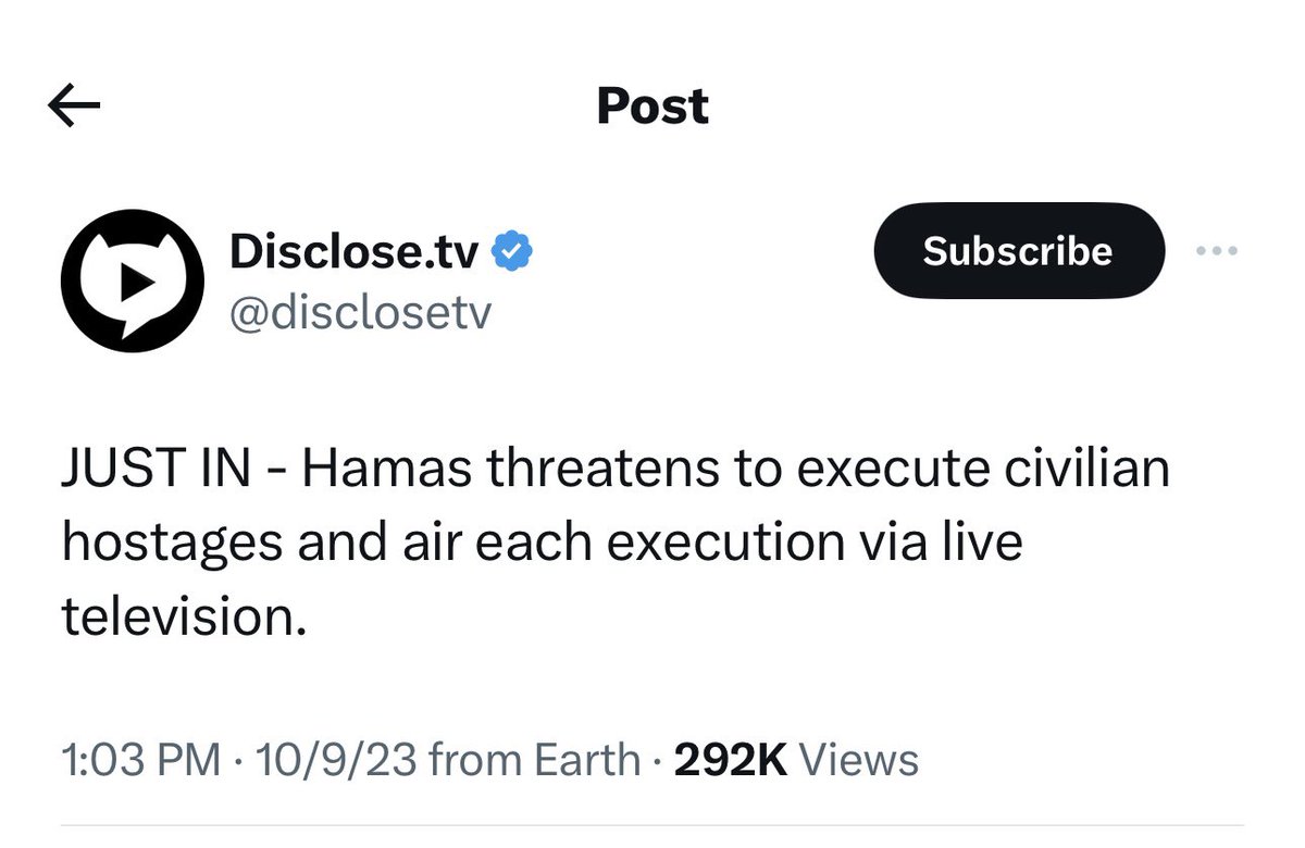 libsoftiktok's tweet photo. Hamas announced they’re going to execute hostages on live TV. There are multiple American hostages. Biden is nowhere to be found because the White House called a lid today before noon. Abhorrent https://t.co/BNQamVwAjK