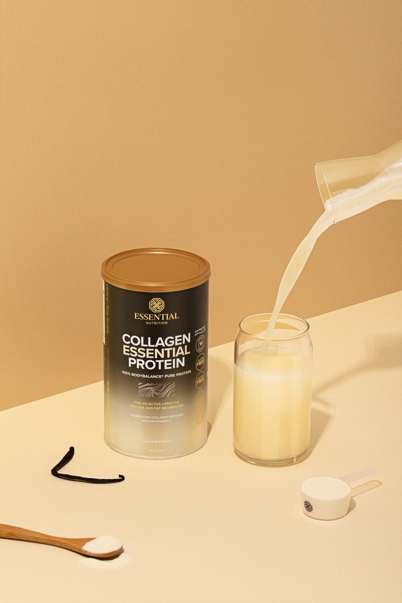 Todo o sabor da baunilha associado aos benefícios do Collagen Essential Protein 🤍