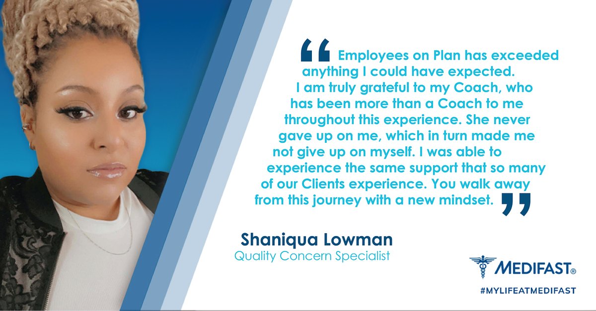 MedifastCareers's tweet image. Meet Shaniqua Lowman, Quality Concern Specialist! She shares how special it was to have an independent OPTAVIA Coach through Employees on Plan. Interested in learning more about our open positions? Check out our careers site: bit.ly/48Ij65o #optavia #MyLifeAtMedifast