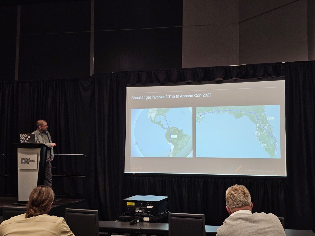 atitaarora's tweet photo. Inspiring life changing journey of @alejandroarrieta with lots of fun graphics at @ApacheCon #communityovercode2023 #coc2023 #CommunityPower https://t.co/YbRoUlMLhB