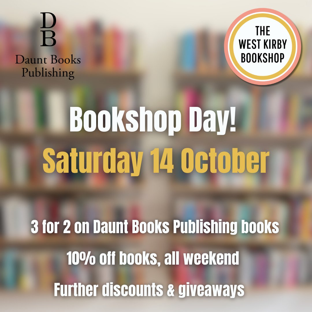 Save the date! Sat 14 Oct is national Bookshop Day. In celebration, we've partnered with one of our faves, @DauntBooksPub for a weekend of discounts, giveaways and bookish fun. @booksaremybag