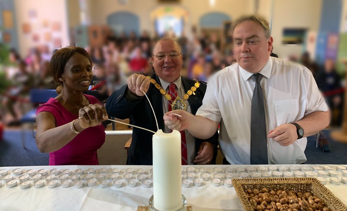 croydonhealth's tweet photo. Yesterday our Chaplaincy Team opened our annual Butterfly service with both Croydon Mayors @JasonForCroydon @CivicMayorLBC and our @CHS_Chair Yemisi by lighting the memorial candle for every family who have suffered the loss of a child or baby. 

#BabyLossAwarenessWeek 🕊️ https://t.co/i3D1qNOYy4