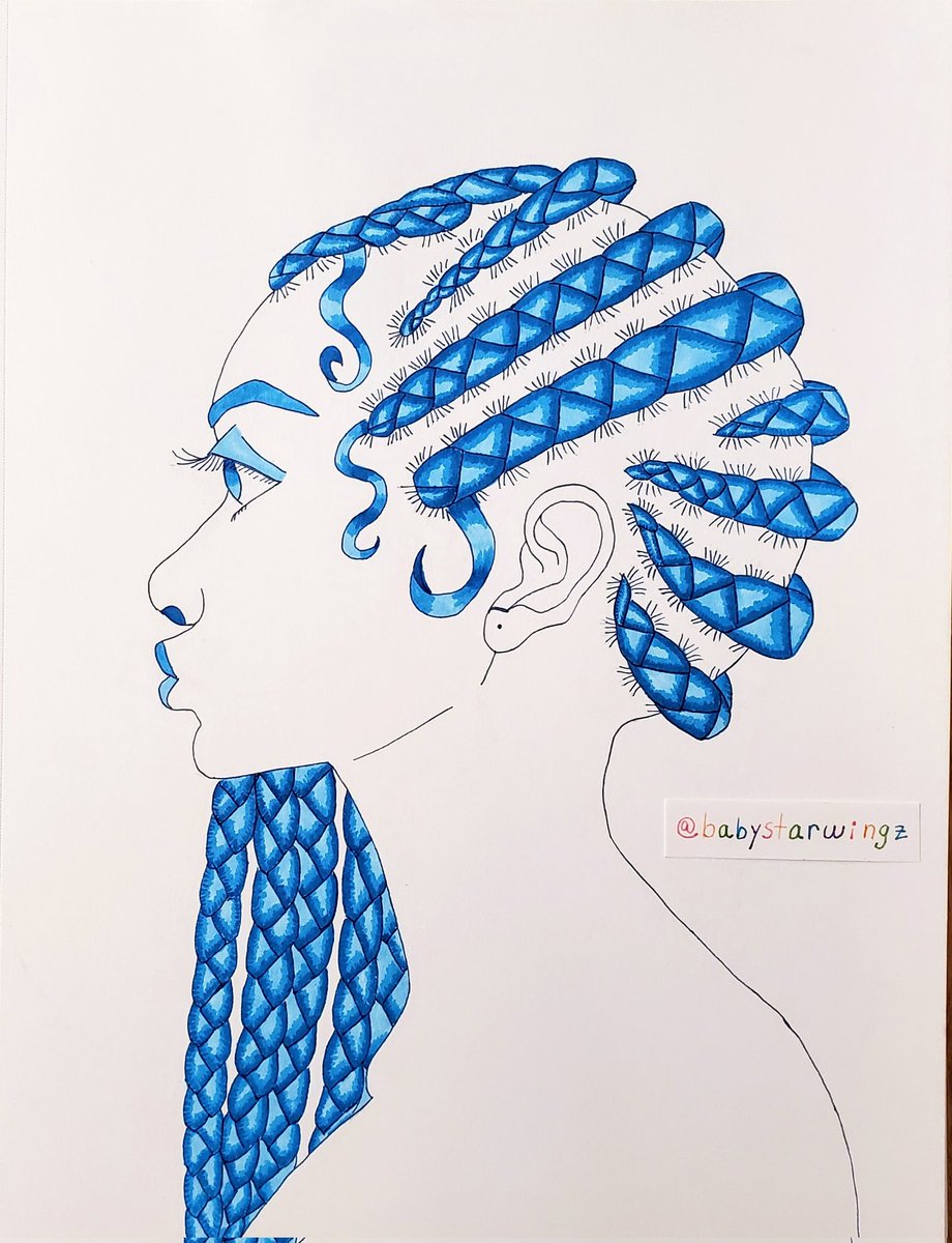 BabyStarWingz's tweet image. "Baby Blue"

It was very difficult to figure out how to shade the braids, but I think it came out all right! 

#blue #braids #cornrows #copic