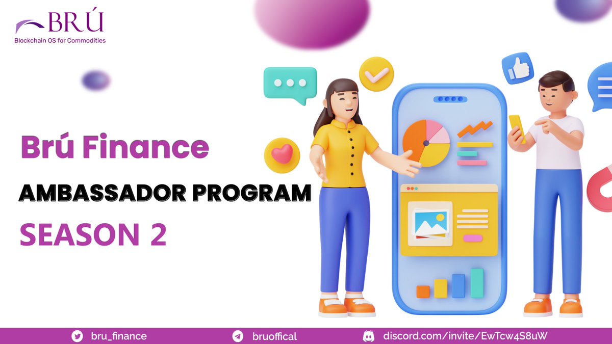 🚨 Brú Finance is back with AMBASSADOR PROGRAM - SEASON 2🔥 

📢 Let your creative juices flow and earn rewards✨by becoming Brú #Ambassador 

More details - blog link -bit.ly/3RUKebh

Apply here - forms.gle/PPUGv7rTytkKvC…

👉Follow, RT &amp; Tag 3 friends

#ambassadorprogram