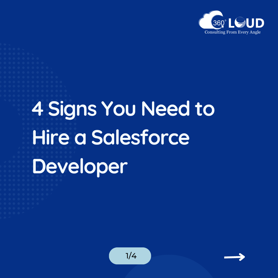 360degreecloud's tweet image. Spot the signals!
These unmistakable signs indicate
your business is primed for a Salesforce developer.
Want to hire a certified Salesforce developer?
Drop us a line at contact@360degreecloud.com.
#salesforcedeveloper #360DC #salesforcedevelopment