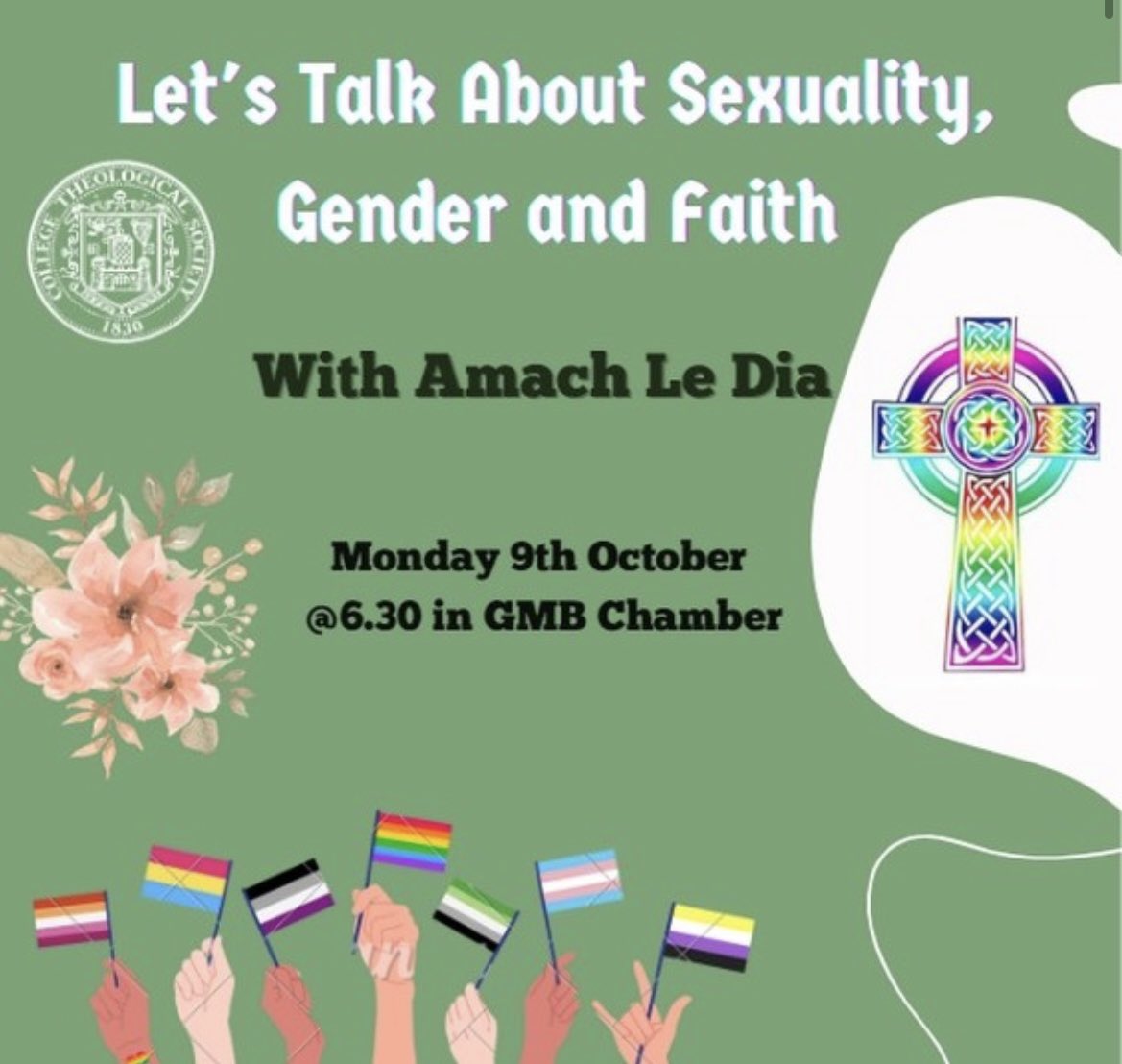 The Theo (@tcdtheo) on Twitter photo Join us tonight in the GMB at 6.30pm ✨🏳🌈 for a fabulous talk from <a href="/AmachleD/">amachleDia</a> on the intersection of theology, sexuality and faith and the difficulties LGBTQIA+ individuals face in the Church. Their talk will also detail the work of Amach le Dia ALL ARE WELCOME!✨🏳🌈🍰 Join us tonight in the GMB at 6.30pm ✨🏳🌈 for a fabulous talk from <a href="/AmachleD/">amachleDia</a> on the intersection of theology, sexuality and faith and the difficulties LGBTQIA+ individuals face in the Church. Their talk will also detail the work of Amach le Dia ALL ARE WELCOME!✨🏳🌈🍰
