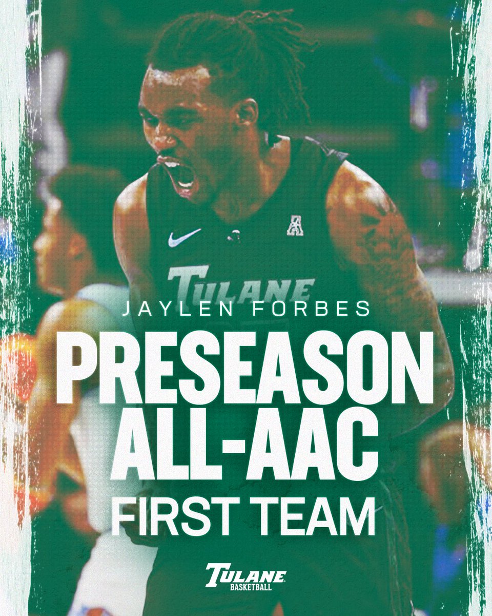 Tulane Men's Basketball (@greenwavembb) on Twitter photo ๐๐ง๐๐ง๐ข๐ฆ๐จ๐ฎ๐ฌโ
<a href="/G0LDENJAY23/">JayBucketsโข๏ธ</a> was the only player to earn unanimous selection to the <a href="/American_Conf/">The American</a> Preseason All-AAC First Team!
#RollWave๐ ๐๐ง๐๐ง๐ข๐ฆ๐จ๐ฎ๐ฌโ
<a href="/G0LDENJAY23/">JayBucketsโข๏ธ</a> was the only player to earn unanimous selection to the <a href="/American_Conf/">The American</a> Preseason All-AAC First Team!
#RollWave๐
