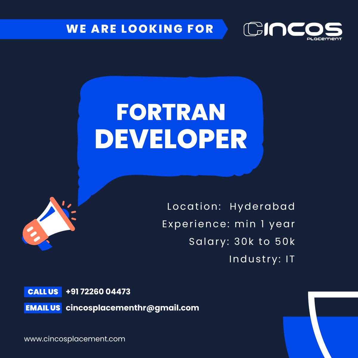 cincosplacement's tweet photo. Join our team as a #FortranDeveloper with Best IT Placement Consultant in Hyderabad! 

Contact Us
Phone : +91 7226004473

#HyderabadJobs #CodingGuru #BestITPlacementConsultantInHyderabad
#BestITPlacementCompanyInHyderabad #GetHired https://t.co/7g5IPjfWqy