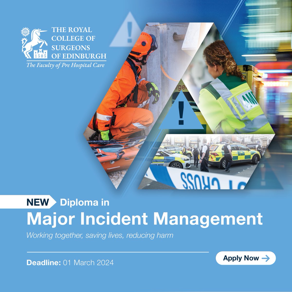 New Diploma in Major Incident Management Bridges Gap in Emergency Response Training. Read more about our exciting news and how to book your space on the exam! bit.ly/45jgc3X. #FPHCDipMIM #majorincidentmanagement #prehospitalcare #emergencyresponsetraining #eprr