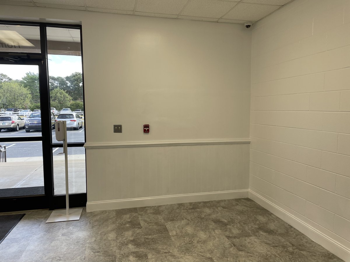 WCSGoldsboro's tweet photo. Our Carpentry classes completed their first  campus project in the foyer of the gym.  They put up bead board. chair-rail molding, baseboard, and painted. #handsoneducation #carpentry #wearewaynechristian https://t.co/qNVIMi8qGO