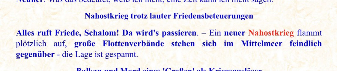 zensurkontrolle's tweet photo. Alois #Irlmaier (ca. 1950), letztes, großes Zeichen vor dem 3. Weltkrieg:

🔸Alles ruft Friede, Schalom! Da wird's passieren. – Ein neuer Nahostkrieg flammt plötzlich auf, große Flottenverbände stehen sich im Mittelmeer feindlich gegenüber – die Lage ist gespannt. #Flugzeugträger https://t.co/hJ7YZAfERO