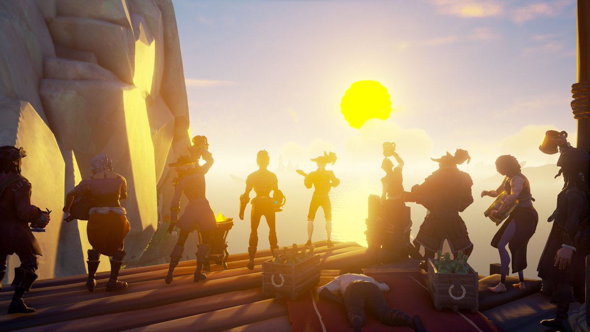 <a href="/SeaOfThieves/">Sea of Thieves</a>  #SoTShot 
Theme: music mayhem

Party with music till sunrise