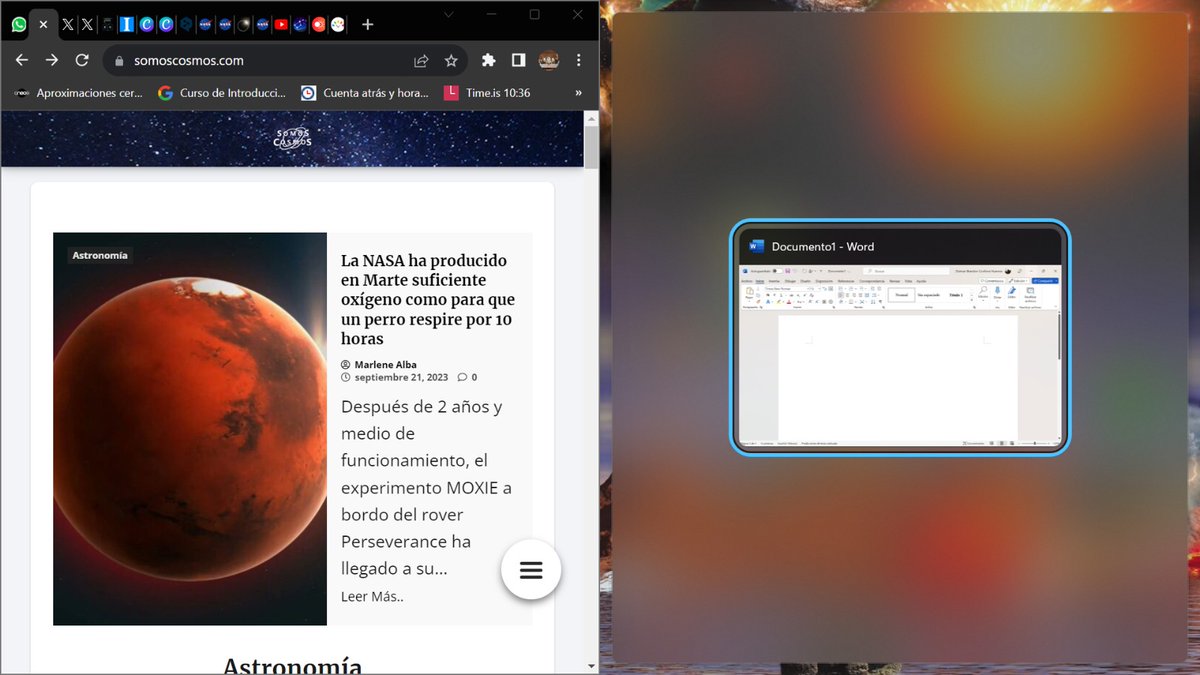 InformaCosmos's tweet photo. Atajo de teclado para dividir la pantalla en Windows:

— Tecla de Windows + flecha izquierda.
— Tecla de Windows + flecha derecha. https://t.co/LAz9H9us7t